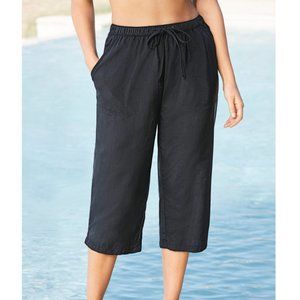 New Swimsuits For All Taslon Nylon Capri Coverup Pants 22 24 2X Black plus size
